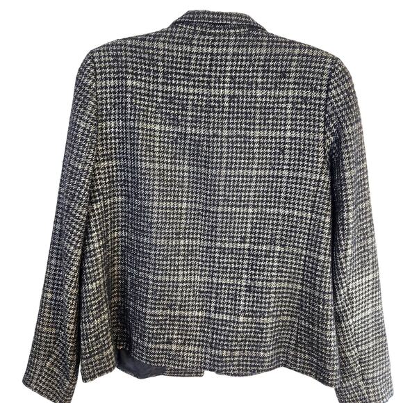 Anne Klein Women's Blazer 12 Gray Cream Checked Misses Size Large L Coat Jacket - Picture 6 of 7